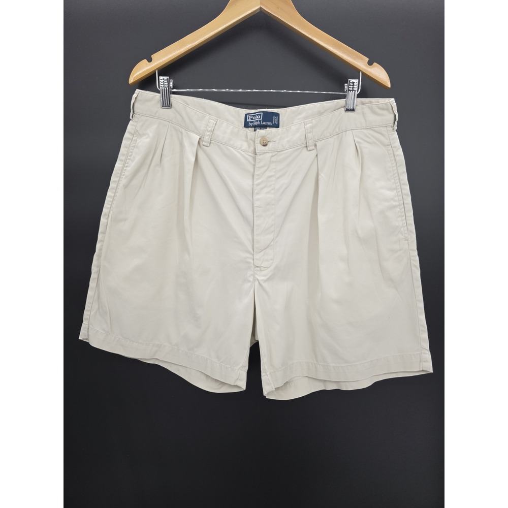 Vintage 90s Polo Ralph Lauren Andrew Shorts Mens 36 Khaki Cotton Preppy